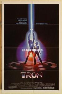 m056 TRON one-sheet movie poster '82 Walt Disney sci-fi, Jeff Bridges