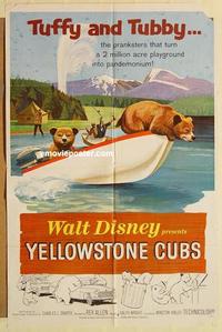 m147 YELLOWSTONE CUBS one-sheet movie poster '63 Walt Disney bears!