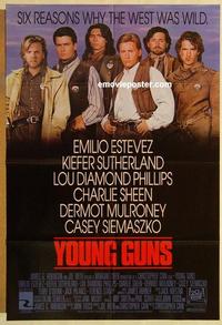 m152 YOUNG GUNS one-sheet movie poster '88 Emilio Estevez, Charlie Sheen