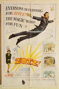 m163 ZOTZ one-sheet movie poster '62 William Castle, sci-fi comedy!