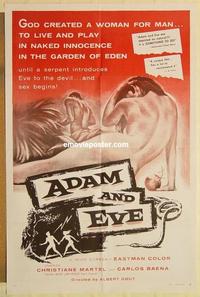 n032 ADAM & EVE one-sheet movie poster '56 Mexican Biblical sex!