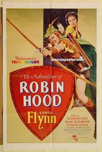 n033 ADVENTURES OF ROBIN HOOD one-sheet movie poster R76 Errol Flynn