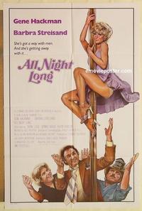 n041 ALL NIGHT LONG one-sheet movie poster '81 Gene Hackman, Streisand