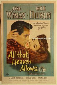 n042 ALL THAT HEAVEN ALLOWS one-sheet movie poster '55 Rock Hudson, Wyman