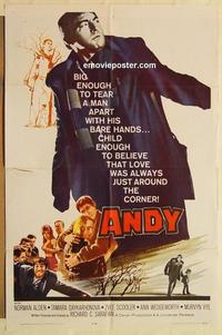 n052 ANDY one-sheet movie poster '65 middle-aged retarded man-child!
