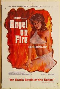 n054 ANGEL ON FIRE one-sheet movie poster '74 Roberta Findlay, sexy art!