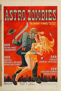 n063 ASTRO-ZOMBIES one-sheet movie poster R71 Wendell Corey, Carradine