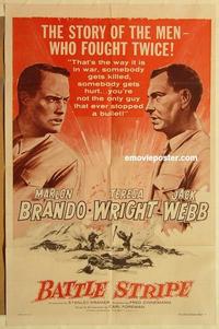 n747 MEN one-sheet movie poster R57 Marlon Brando, Battle Stripe!