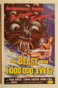 n082 BEAST WITH 1,000,000 EYES one-sheet movie poster '55 Albert Kallis art!