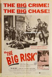 n098 BIG RISK one-sheet movie poster '63 Lino Ventura, Jean-Paul Belmondo