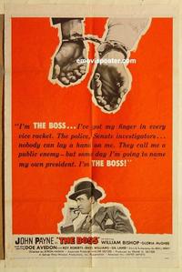 n119 BOSS one-sheet movie poster '56 John Payne, cool handcuff image!