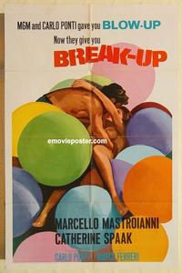n129 BREAK-UP one-sheet movie poster '65 Mastroianni, wild sexy artwork!