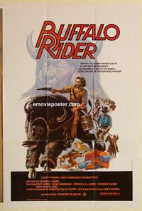 n138 BUFFALO RIDER one-sheet movie poster '77 Rick Guinn, cool Jarvis art!
