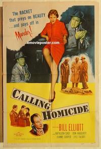 n148 CALLING HOMICIDE one-sheet movie poster '56 Wild Bill Elliot!