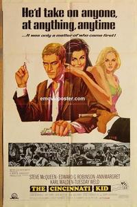 n174 CINCINNATI KID one-sheet movie poster '65 Steve McQueen, gambling!