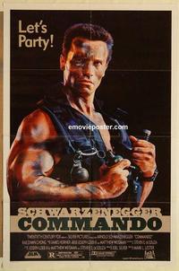 n197 COMMANDO one-sheet movie poster '85 rare 'Let's Party' style!