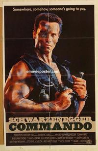 n196 COMMANDO one-sheet movie poster '85 Arnold Schwarzenegger