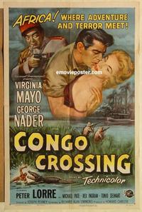 n200 CONGO CROSSING one-sheet movie poster '56 Virginia Mayo, Peter Lorre