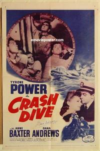 n212 CRASH DIVE signed one-sheet movie poster R56 Dana Andrews