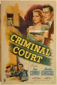 n218 CRIMINAL COURT one-sheet movie poster '46 Tom Conway, Robert Wise