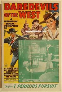 n226 DAREDEVILS OF THE WEST Chap 7 one-sheet movie poster '43 serial