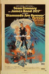 n253 DIAMONDS ARE FOREVER one-sheet movie poster '71 Connery as James Bond!