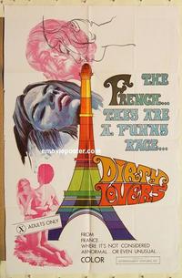 n262 DIRTY LOVERS one-sheet movie poster '70 French are funny about sex!