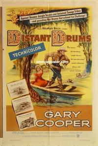 n263 DISTANT DRUMS one-sheet movie poster '51 Gary Cooper, Mari Aldon