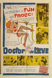 n266 DOCTOR IN LOVE one-sheet movie poster '61 English hospital sex!