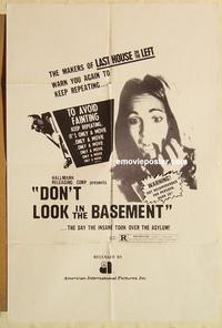n277 DON'T LOOK IN THE BASEMENT one-sheet movie poster '73 psycho slasher!