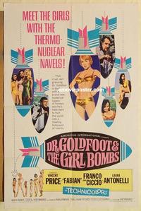 n282 DR GOLDFOOT & THE GIRL BOMBS one-sheet movie poster '66 Mario Bava, AIP
