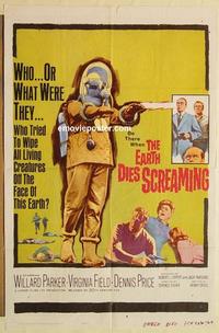 n299 EARTH DIES SCREAMING one-sheet movie poster '64 Terence Fisher, sci-fi
