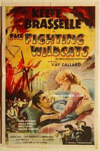 n356 FIGHTING WILDCATS one-sheet movie poster '57 Keefe Brasselle, English!
