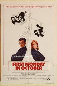 n364 FIRST MONDAY IN OCTOBER one-sheet movie poster '81 Matthau, Clayburgh