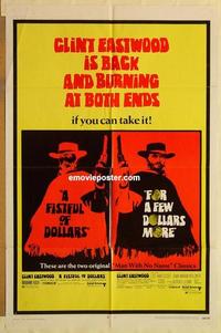n368 FISTFUL OF DOLLARS/FOR A FEW DOLLARS MORE one-sheet movie poster '69
