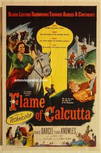 n370 FLAME OF CALCUTTA one-sheet movie poster '53 Denise Darcel, Cavanagh