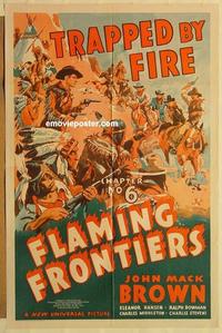 n371 FLAMING FRONTIERS Chap 6 one-sheet movie poster '38 great serial art!