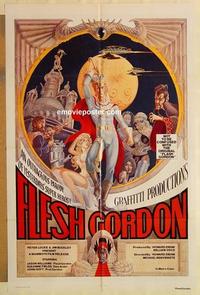 n376 FLESH GORDON one-sheet movie poster '74 sexploitation sci-fi spoof!