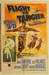 n379 FLIGHT TO TANGIER one-sheet movie poster '53 3D Fontaine, Palance
