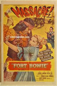 n392 FORT BOWIE signed one-sheet movie poster '58 Ben Johnson