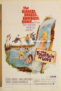 n395 FOUNTAIN OF LOVE one-sheet movie poster '68 barest, bawdiest sex!