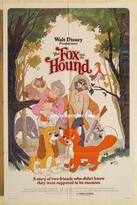 n398 FOX & THE HOUND one-sheet movie poster '81 Walt Disney animals!