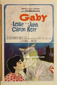 n418 GABY one-sheet movie poster '56 Leslie Caron, John Kerr, cool art!