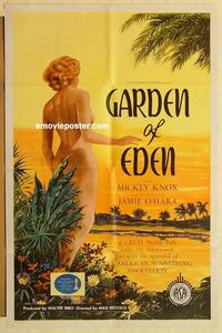 n423 GARDEN OF EDEN one-sheet movie poster '54 nude sunbathing!