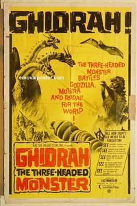 n427 GHIDRAH THE THREE HEADED MONSTER one-sheet movie poster '65 Toho