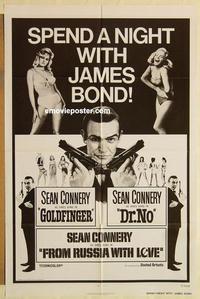 n445 GOLDFINGER/DR NO/FROM RUSSIA WITH LOVE one-sheet movie poster '60s