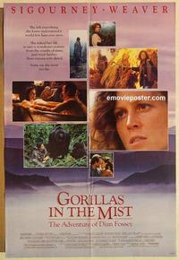 n450 GORILLAS IN THE MIST DS one-sheet movie poster '88 Sigourney Weaver