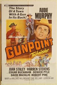 n465 GUNPOINT one-sheet movie poster '66 Audie Murphy western!
