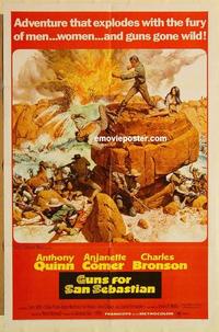 n466 GUNS FOR SAN SEBASTIAN one-sheet movie poster '68 Anthony Quinn