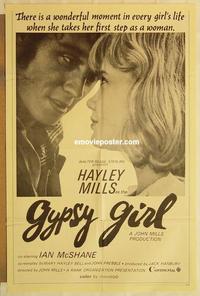 n469 GYPSY GIRL one-sheet movie poster '66 Hayley Mills, Ian McShane